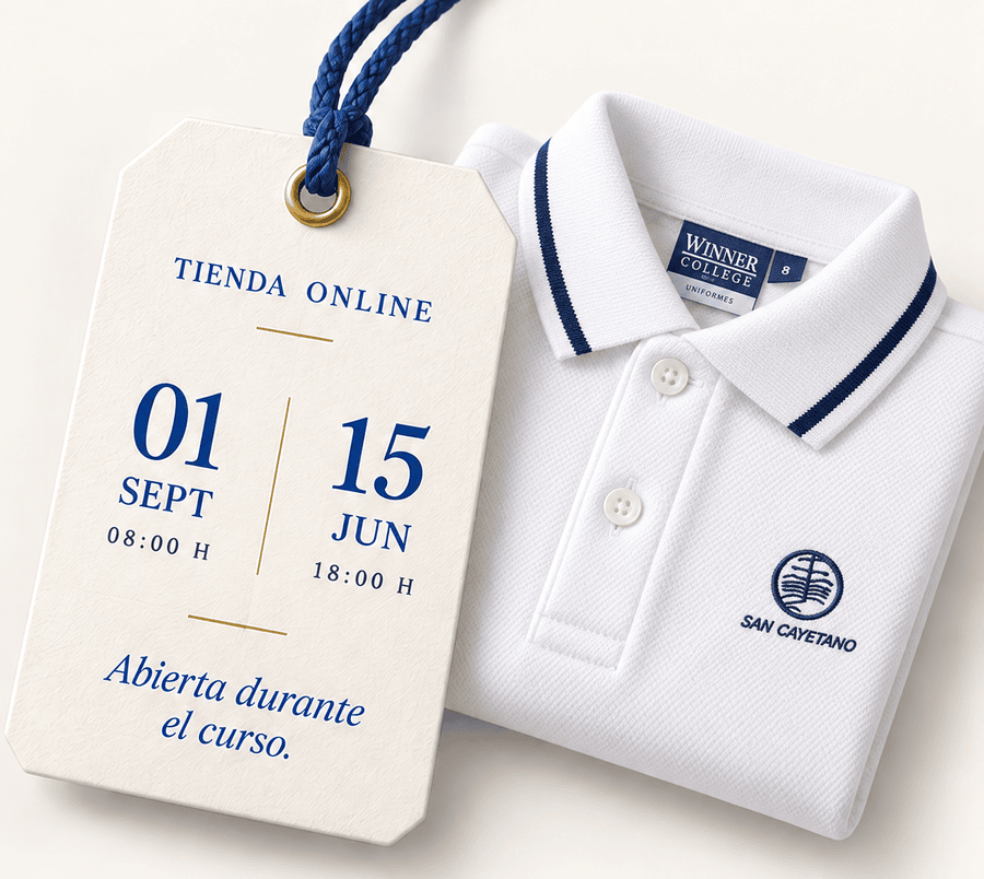 Tienda online abierta durante el curso: del 1 de septiembre a las 08:00 h al 15 de junio a las 18:00 h.