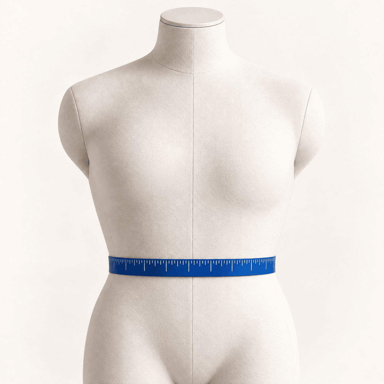 Maniquí con cinta métrica alrededor de la cintura.